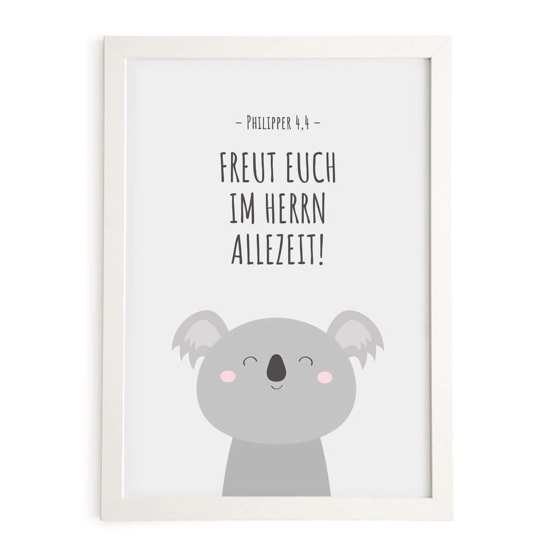 Poster für Kinder "Freut euch im Herrn allezeit!" · Bibelvers · Phil 4,4 · Kinderzimmer – Aus Gnade