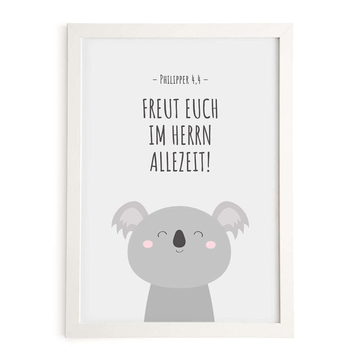 Poster für Kinder "Freut euch im Herrn allezeit!" · Bibelvers · Phil 4,4 · Kinderzimmer – Aus Gnade