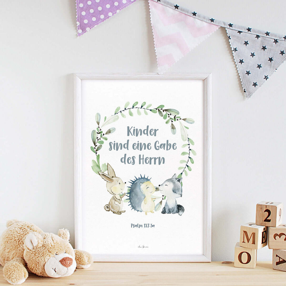 Poster "Kinder sind eine Gabe des Herrn" · A3 / A4 · Bibelvers Deutsch – Aus Gnade