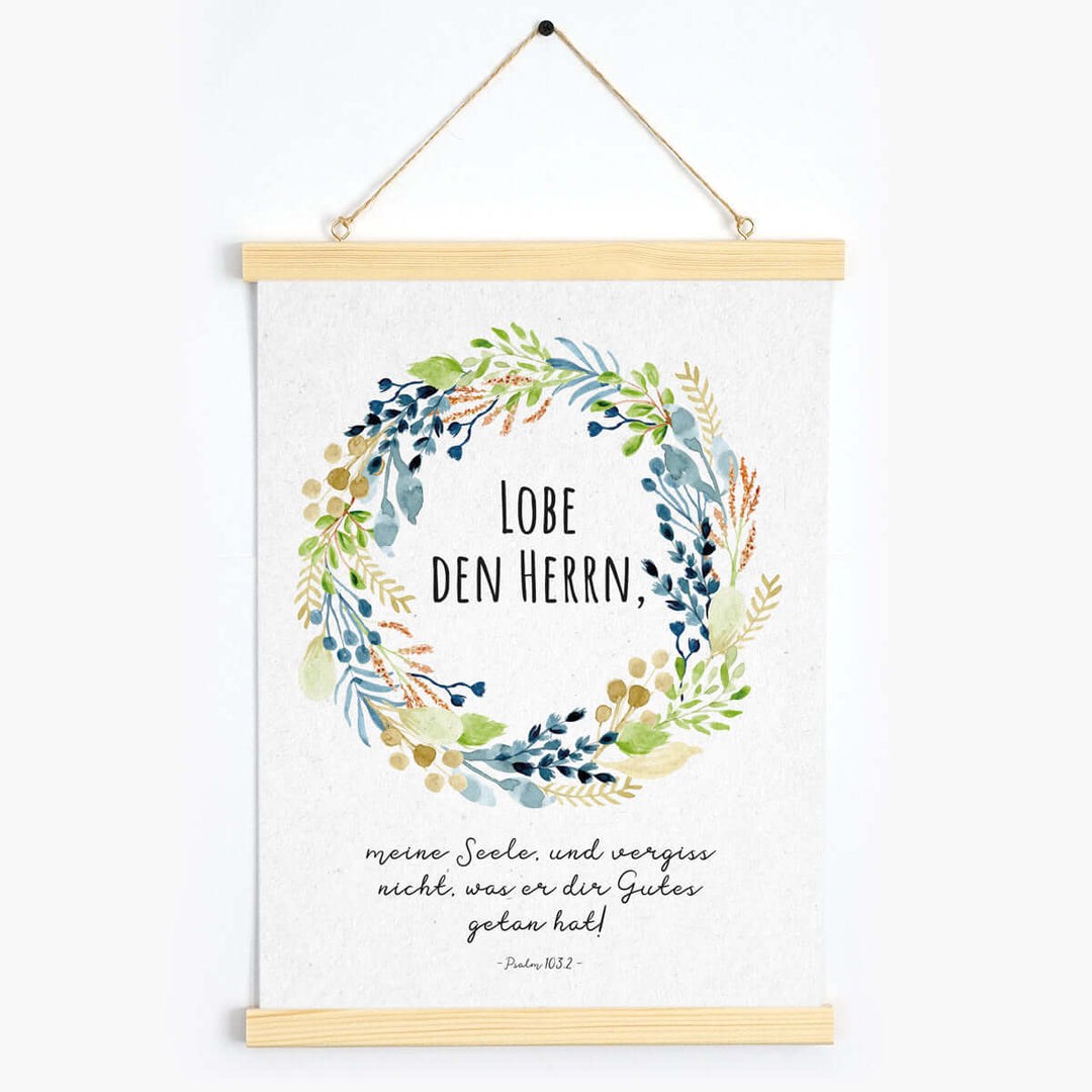 Poster "Lobe den Herrn, meine Seele" · Serie Ermutigung · A3 / A4 · Bibelvers Deutsch – Aus Gnade