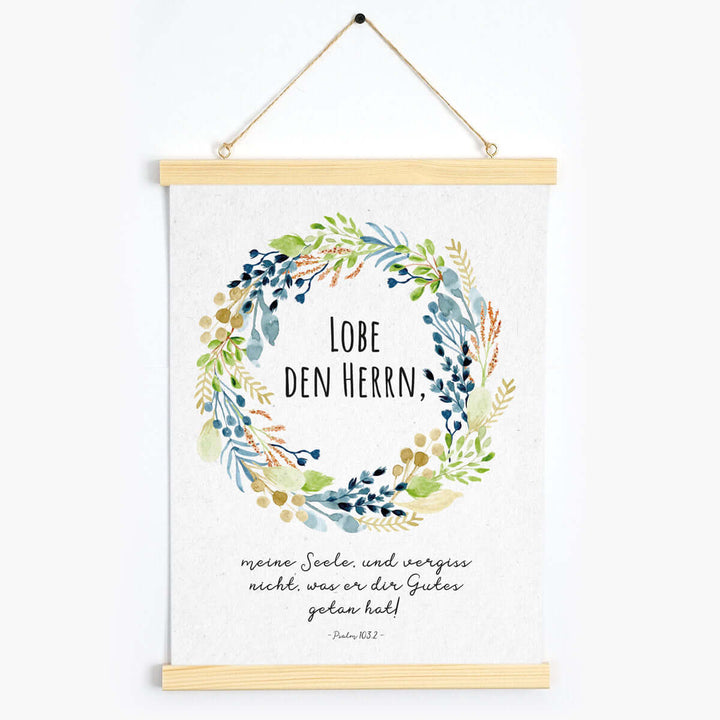Poster "Lobe den Herrn, meine Seele" · Serie Ermutigung · A3 / A4 · Bibelvers Deutsch – Aus Gnade