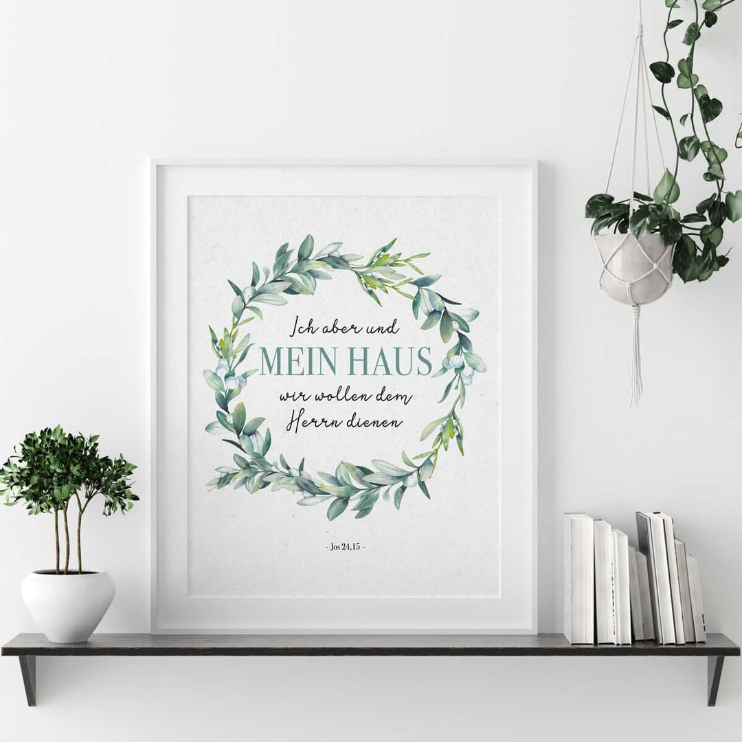 Poster "Mein Haus" · A3 / A4 · Bibelvers Deutsch – Aus Gnade