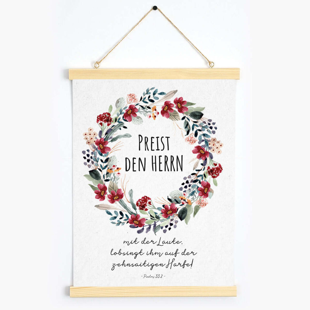 Poster "Preist den Herrn" · Serie Ermutigung · A3 / A4 · Bibelvers – Aus Gnade