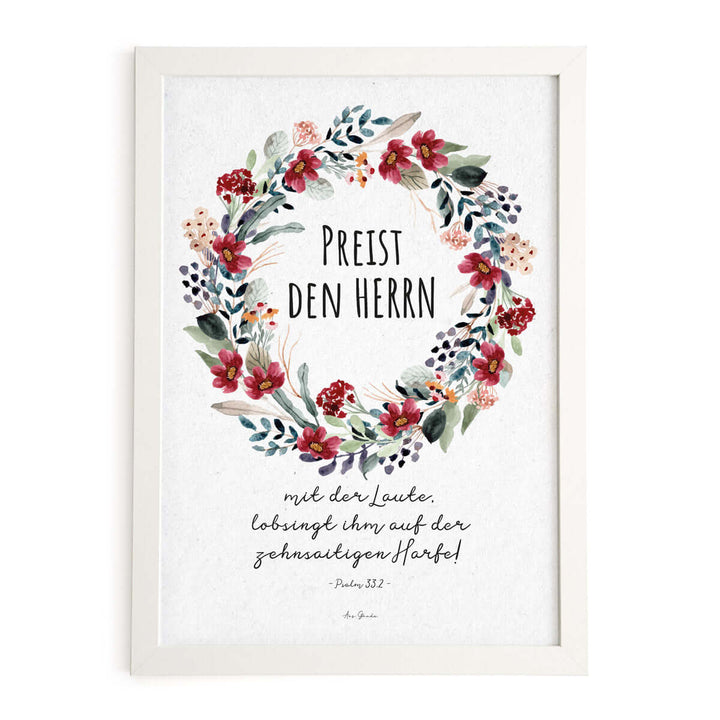 Poster "Preist den Herrn" · Serie Ermutigung · A3 / A4 · Bibelvers – Aus Gnade