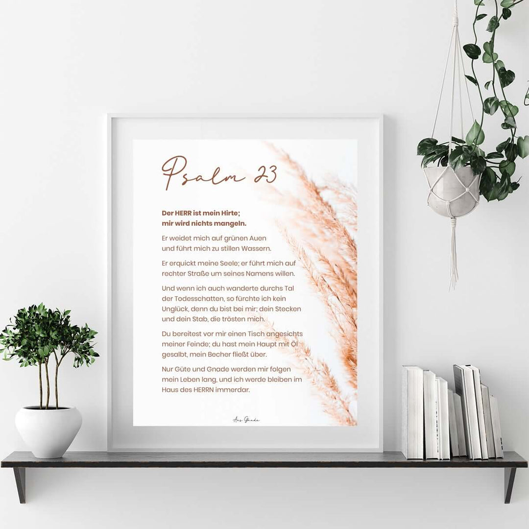 Poster "Psalm 23 - Schilf" · A4 / A3 · Bibelvers Deutsch – Aus Gnade