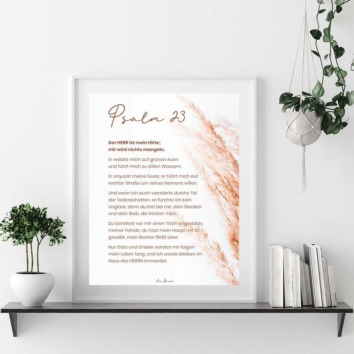 Poster "Psalm 23 - Schilf" · A4 / A3 · Bibelvers Deutsch – Aus Gnade