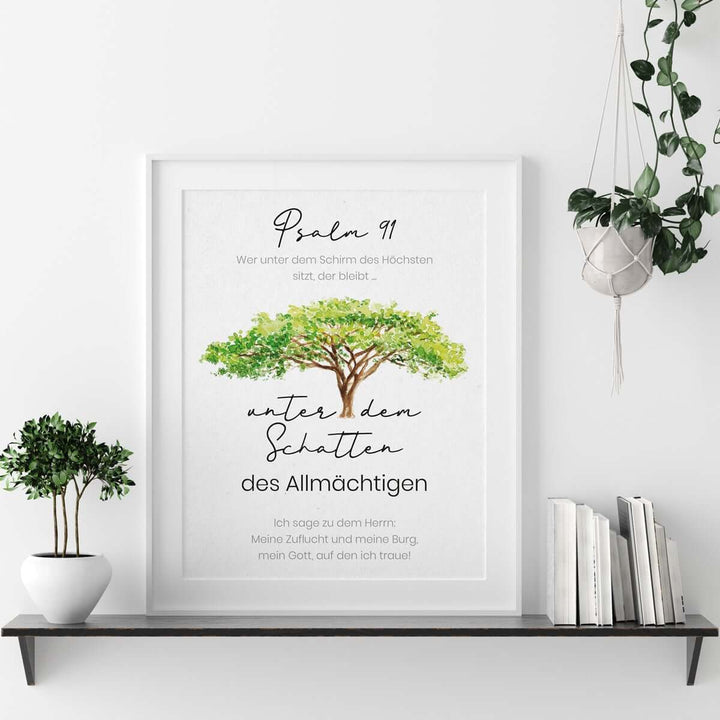 Poster "Psalm 91" · A3 / A4 · Bibelvers Deutsch – Aus Gnade