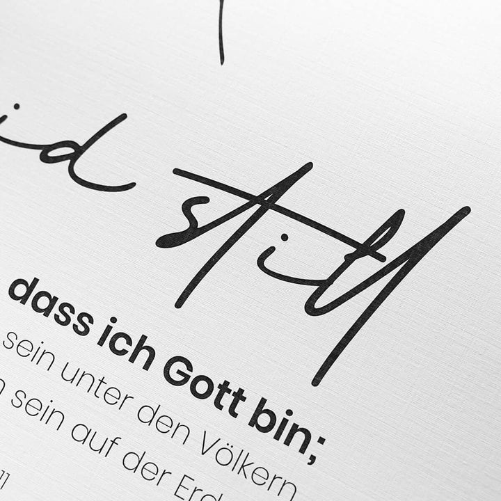 Poster "Seid Still und erkennt, dass Ich Gott bin" · A4 / A3 · Bibelvers Deutsch – Aus Gnade