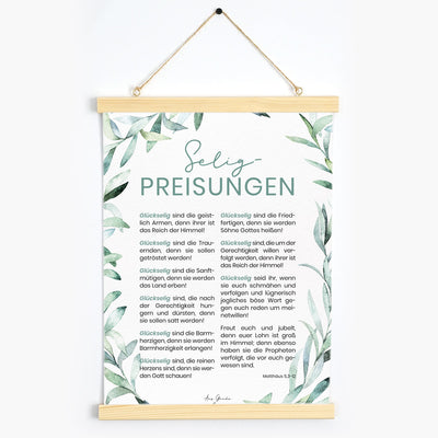 Poster "Seligpreisungen" · A3 / A4 · Bibelvers Deutsch – Aus Gnade