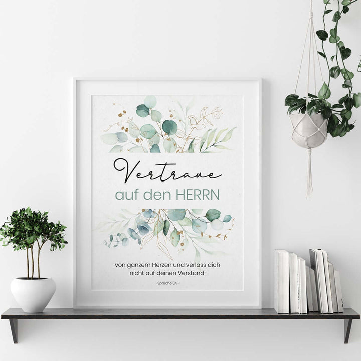 Poster "Vertraue auf den HERRN" · A3 / A4 · Bibelvers Deutsch – Aus Gnade