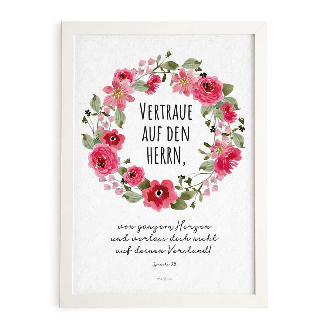 Poster "Vertraue auf den HERRN" · Serie Ermutigung · A3 / A4 · Bibelvers Deutsch – Aus Gnade