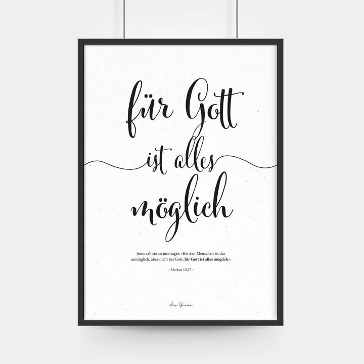 Poster "Für Gott ist alles möglich" · A3 / A4 · Bibelvers Deutsch – Aus Gnade