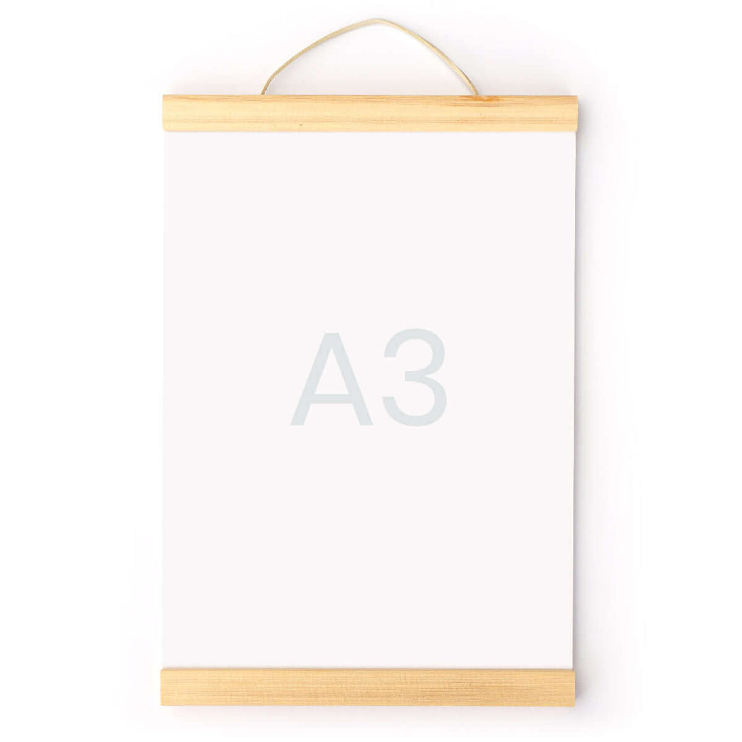 Moderne Posterleisten · Pinie · Holz Magnetleisten · A4 / A3 – Aus Gnade