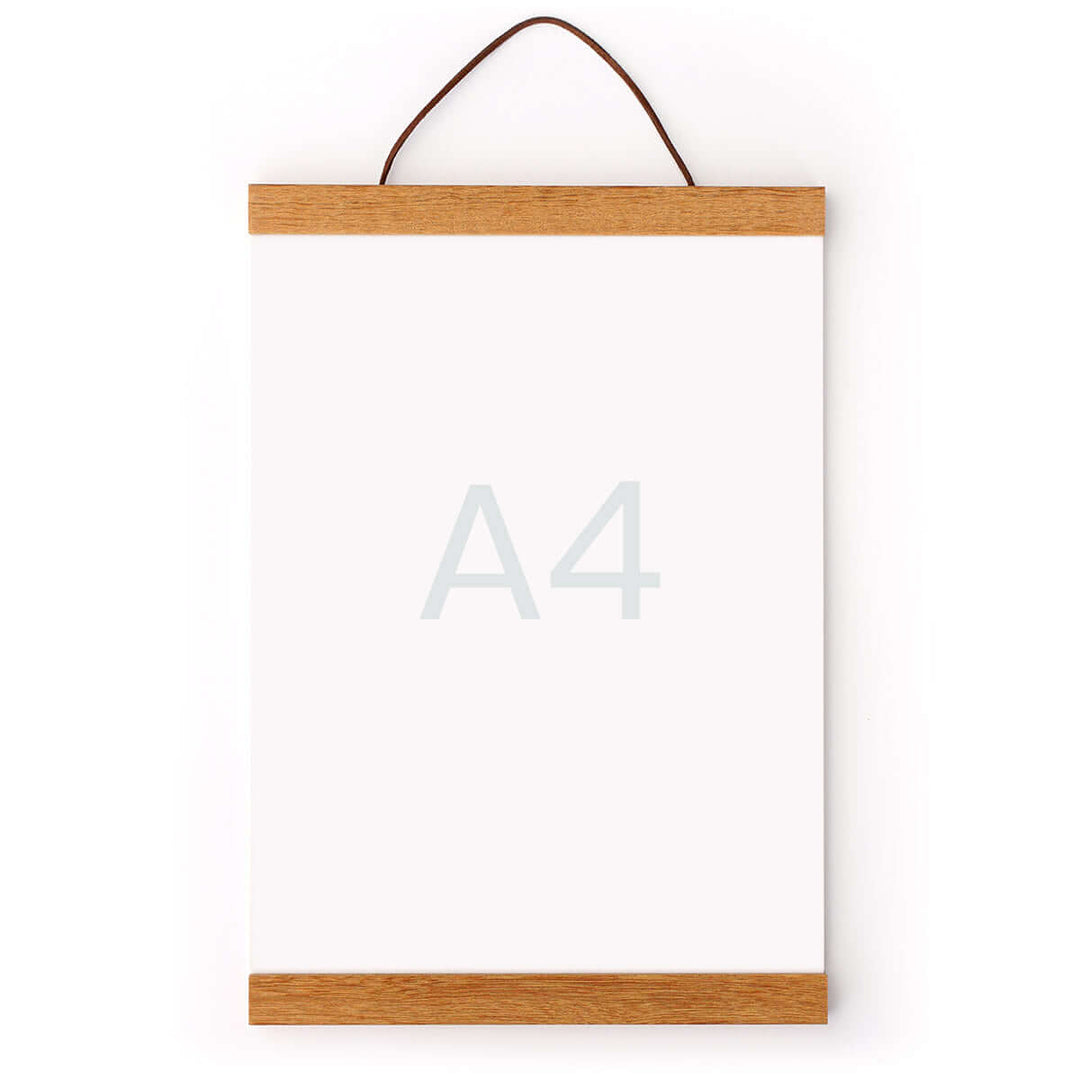 Moderne Posterleisten · Teak · Holz Magnetleisten · A4 / A3 – Aus Gnade