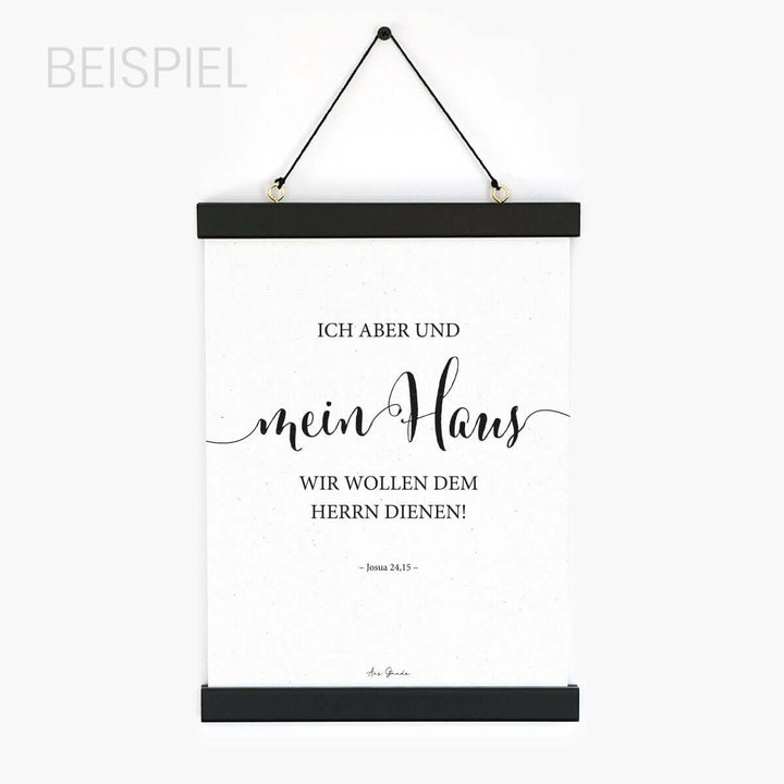 Moderne Posterleisten · Holz Magnetleisten · schwarz · A4 / A3 – Aus Gnade