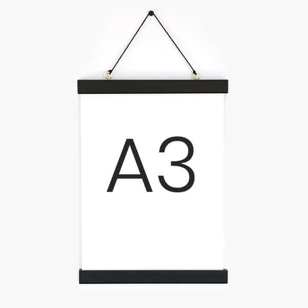 Moderne Posterleisten · Holz Magnetleisten · schwarz · A4 / A3 – Aus Gnade