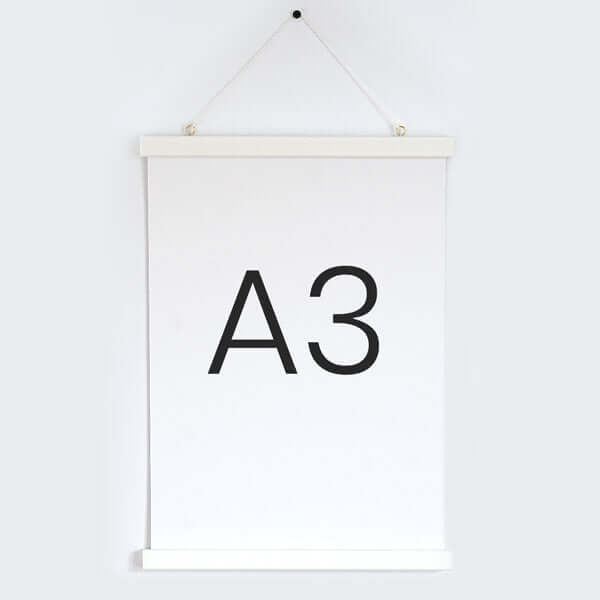 Moderne Posterleisten · Holz Magnetleisten · weiß · A4 / A3 – Aus Gnade