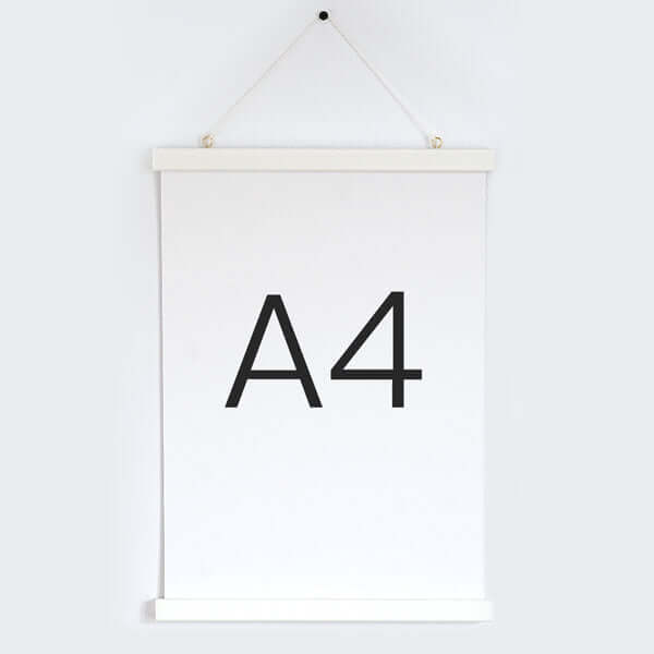 Moderne Posterleisten · Holz Magnetleisten · weiß · A4 / A3 – Aus Gnade