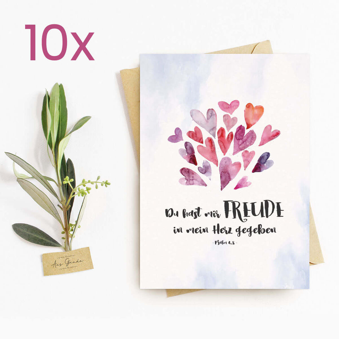Postkarte "Freude im Herzen" · Bibelvers – Aus Gnade