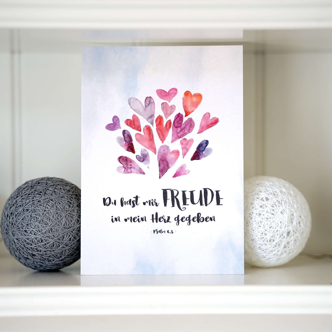 Postkarte "Freude im Herzen" · Bibelvers – Aus Gnade