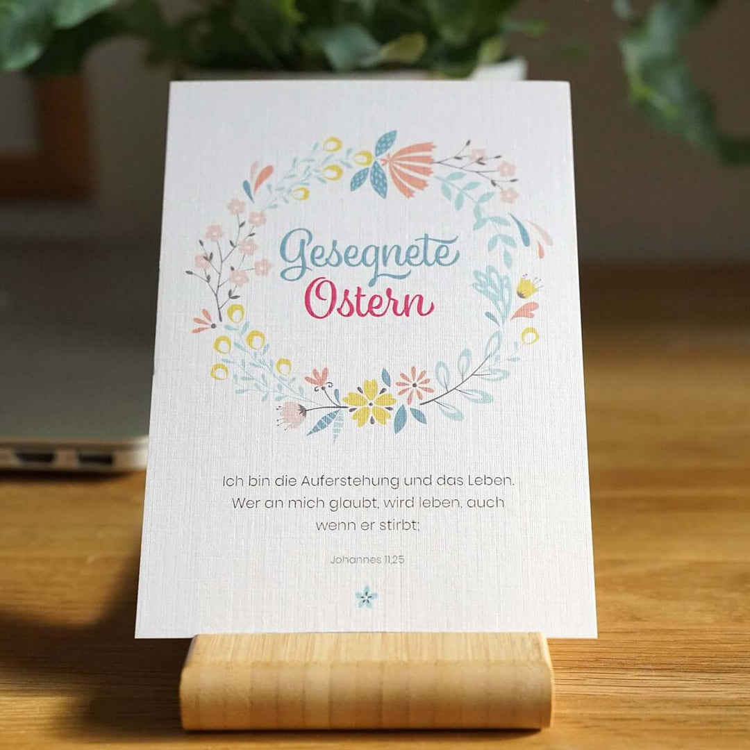 Osterkarte "Gesegnete Ostern" mit Bibelvers · A6 · hochwertiges Leinenpapier – Aus Gnade