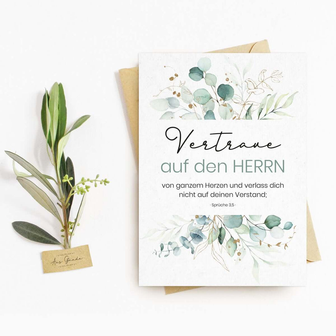 Postkarte "Vertraue auf den HERRN" · A6 · mit UV-Lack veredelt – Aus Gnade