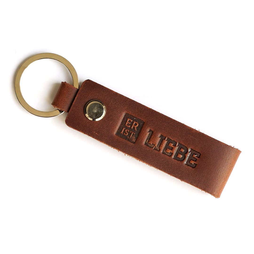 Schlüsselanhänger "ER IST LIEBE" · Echtes Leder · Prägung – Aus Gnade