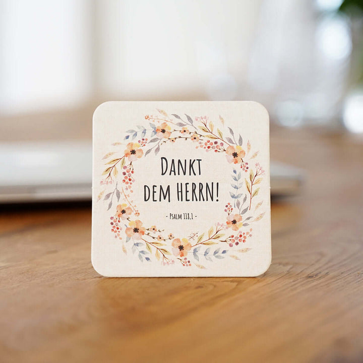 Tassenuntersetzer "Dankt dem Herrn!" · Pappe – Aus Gnade