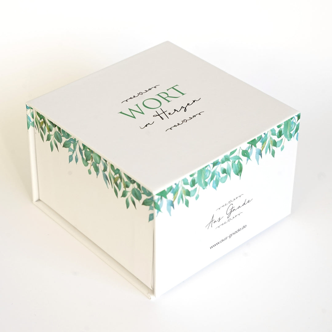 Wort im Herzen · Basis-Set + Aufbewahrungsbox · Bibelverse – Aus Gnade