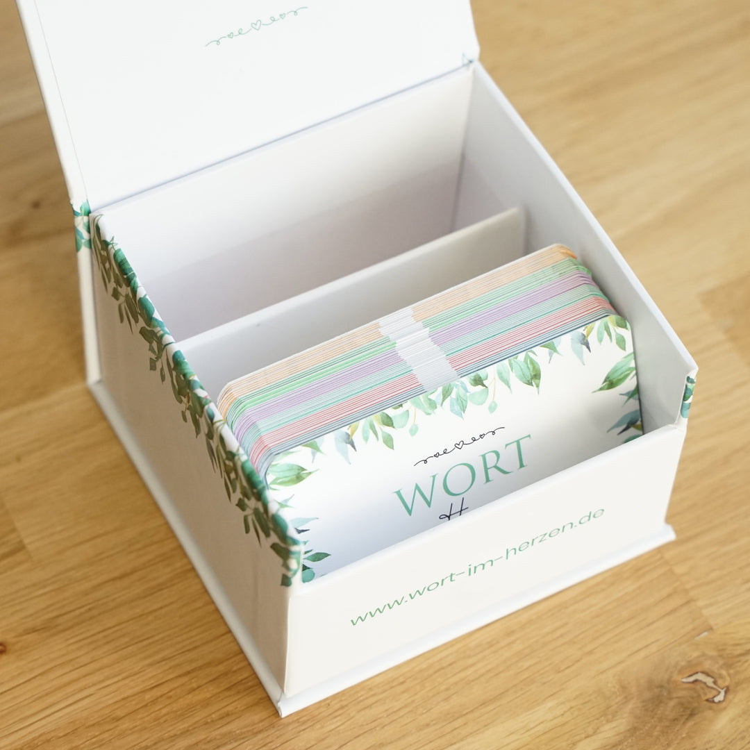 Wort im Herzen · Basis-Set + Aufbewahrungsbox · Bibelverse – Aus Gnade