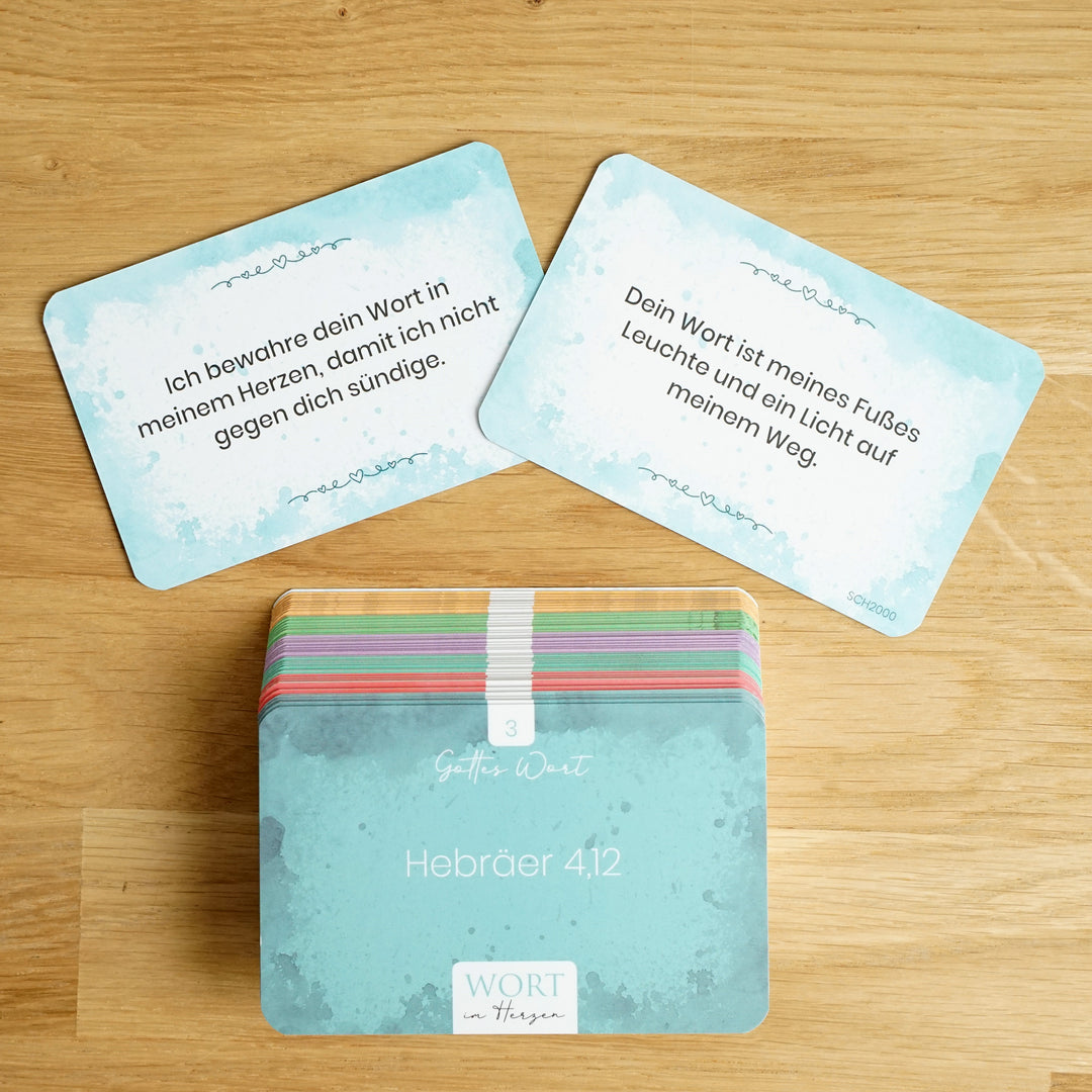 Wort im Herzen · Basis-Set + Aufbewahrungsbox · Bibelverse – Aus Gnade