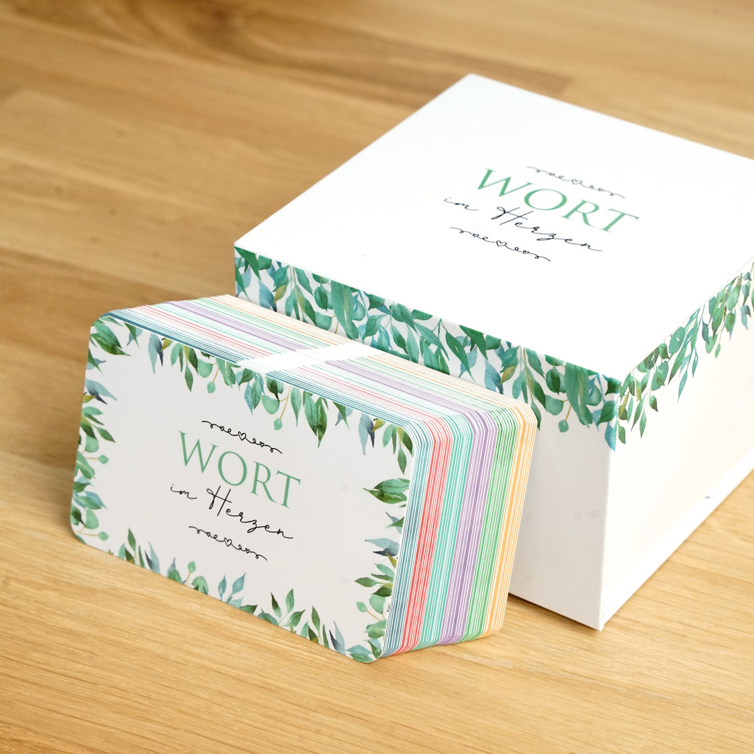 Wort im Herzen · Basis-Set + Aufbewahrungsbox · Bibelverse – Aus Gnade