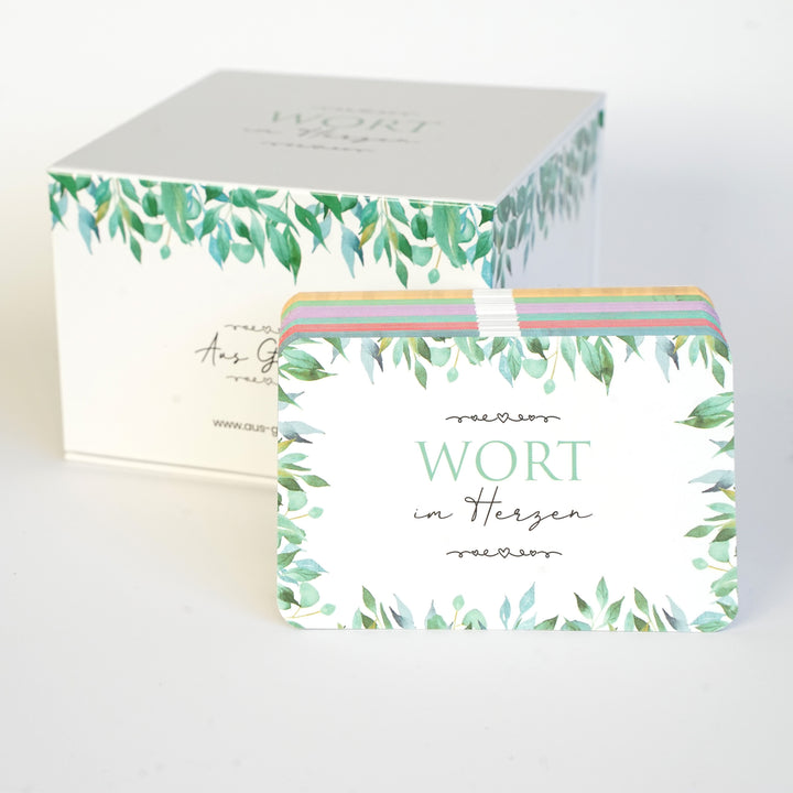 Wort im Herzen · Basis-Set + Aufbewahrungsbox · Bibelverse – Aus Gnade