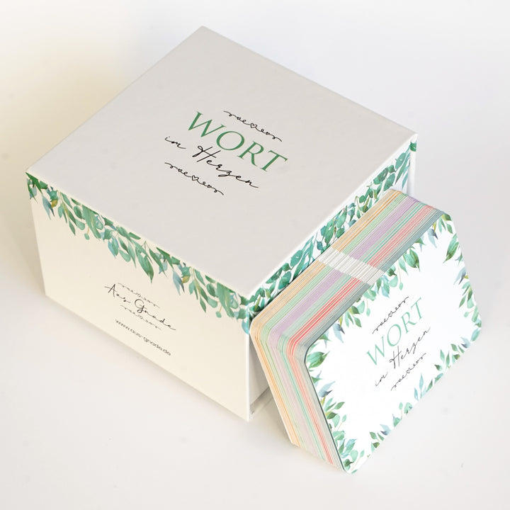 Wort im Herzen · Basis-Set + Aufbewahrungsbox · Bibelverse – Aus Gnade