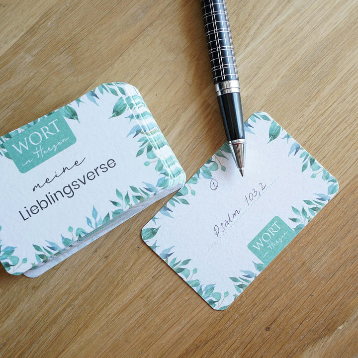 Wort im Herzen "Meine Lieblingsverse" · 48 Lernkarten · Blanko & Beschreibbar – Aus Gnade