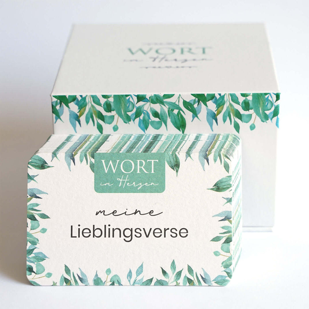 Wort im Herzen "Meine Lieblingsverse" + Aufbewahrungsbox · Blanko & Beschreibbar – Aus Gnade