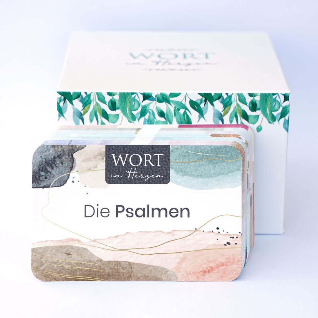 Wort im Herzen · "Die Psalmen" + Aufbewahrungsbox · Bibelvers-Lernkarten – Aus Gnade