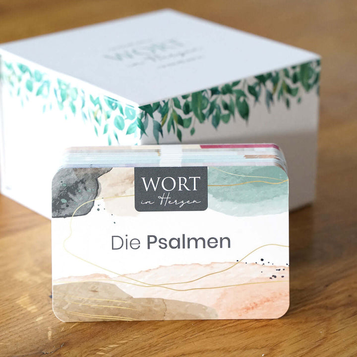 Wort im Herzen · "Die Psalmen" + Aufbewahrungsbox · Bibelvers-Lernkarten – Aus Gnade