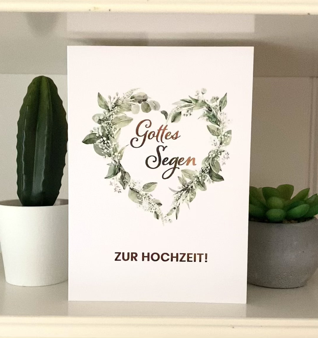 Klappkarte "Gottes Segen zur Hochzeit!" mit Bibelvers · A6 · mit Gold veredelt