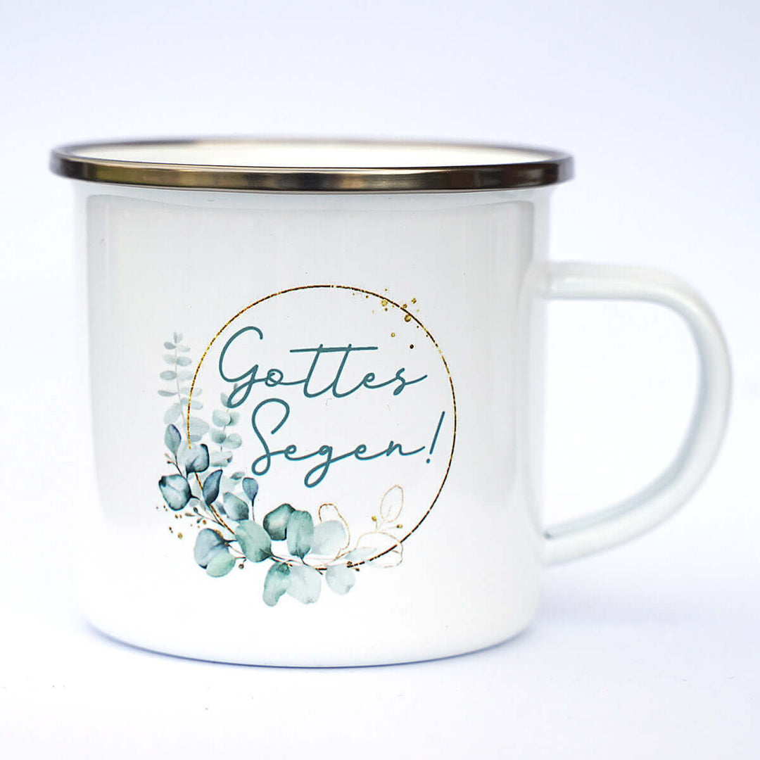Tasse "Gottes Segen!" Bibelvers · Emaille Becher – Aus Gnade