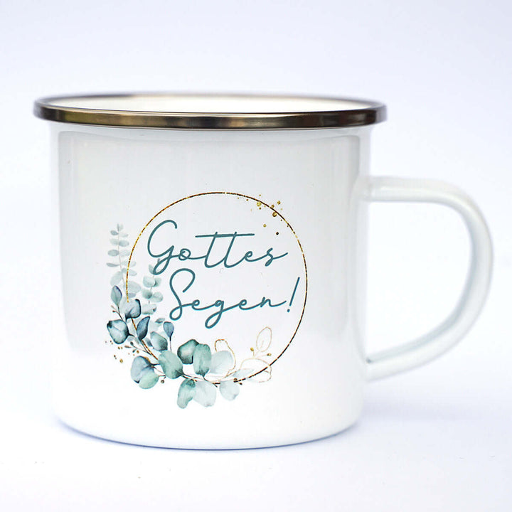Tasse "Gottes Segen!" Bibelvers · Emaille Becher – Aus Gnade