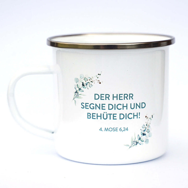 Tasse "Gottes Segen!" Bibelvers · Emaille Becher – Aus Gnade