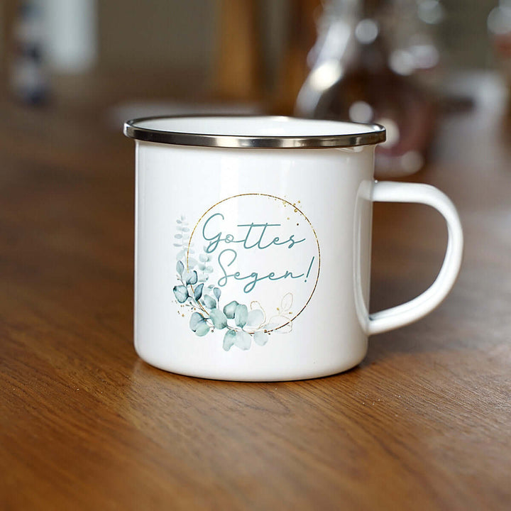 Tasse "Gottes Segen!" Bibelvers · Emaille Becher – Aus Gnade