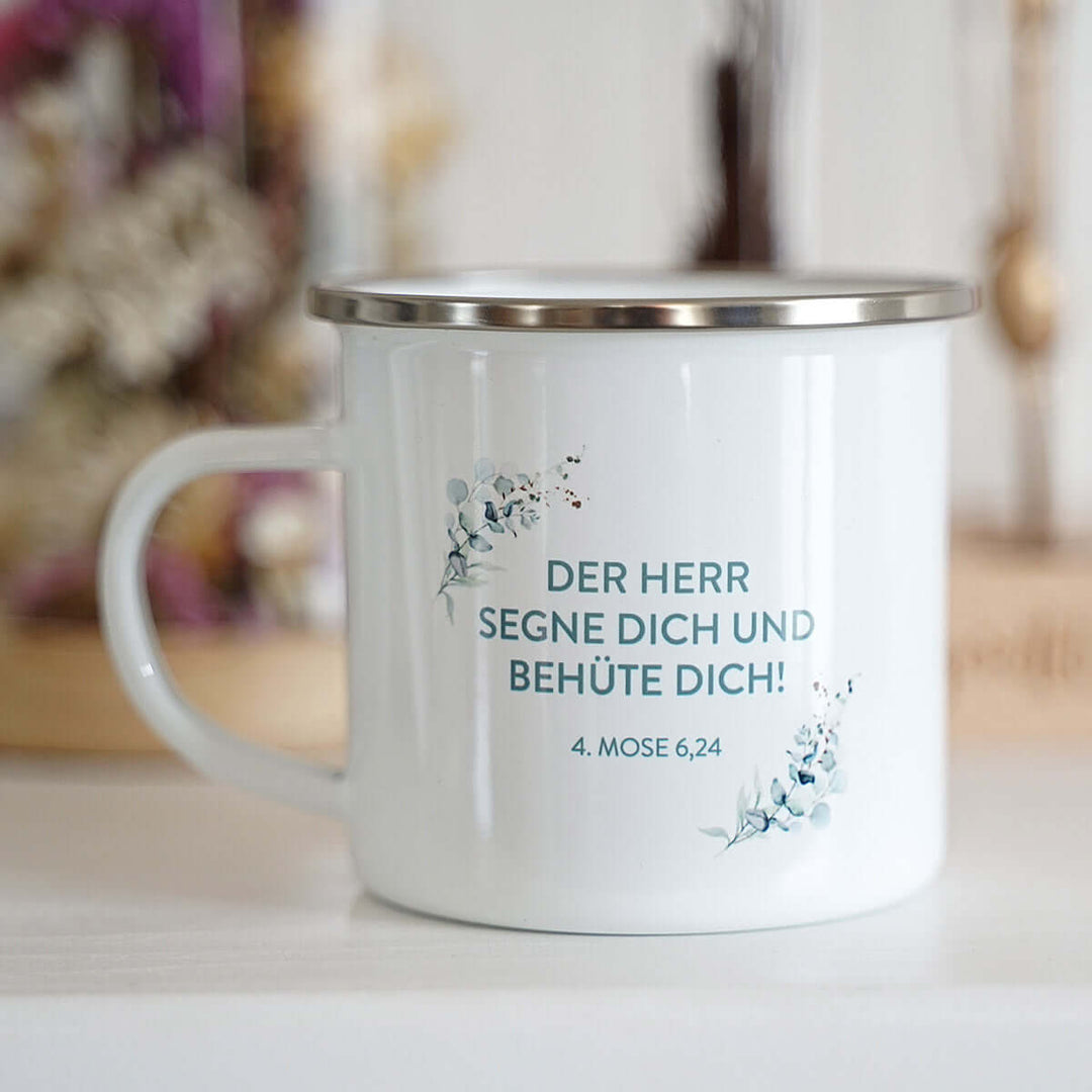 Tasse "Gottes Segen!" Bibelvers · Emaille Becher – Aus Gnade