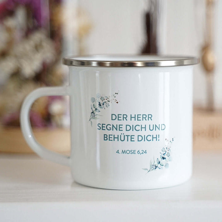 Tasse "Gottes Segen!" Bibelvers · Emaille Becher – Aus Gnade