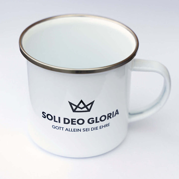 Tasse "Soli Deo Gloria" · Gott allein sei die Ehre · Emaille Becher – Aus Gnade