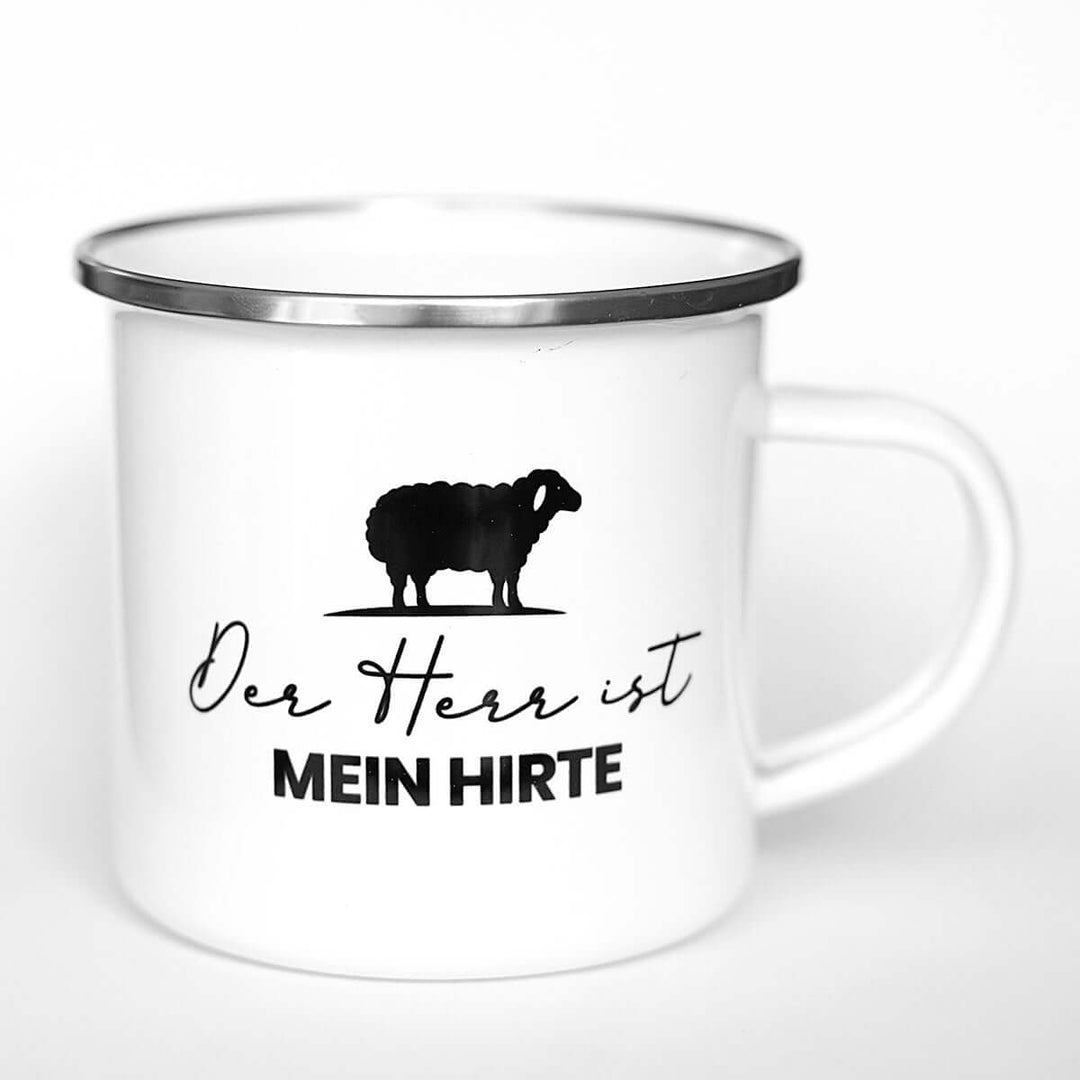 Tasse "Der HERR ist mein Hirte" Bibelvers · Psalm 23 · Emaille – Aus Gnade