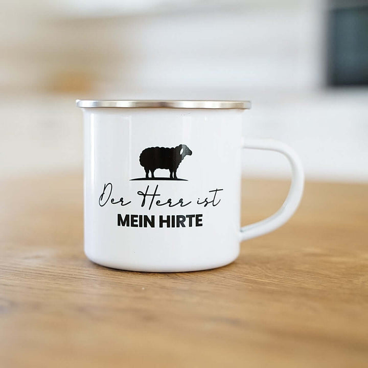 Tasse "Der HERR ist mein Hirte" Bibelvers · Psalm 23 · Emaille – Aus Gnade