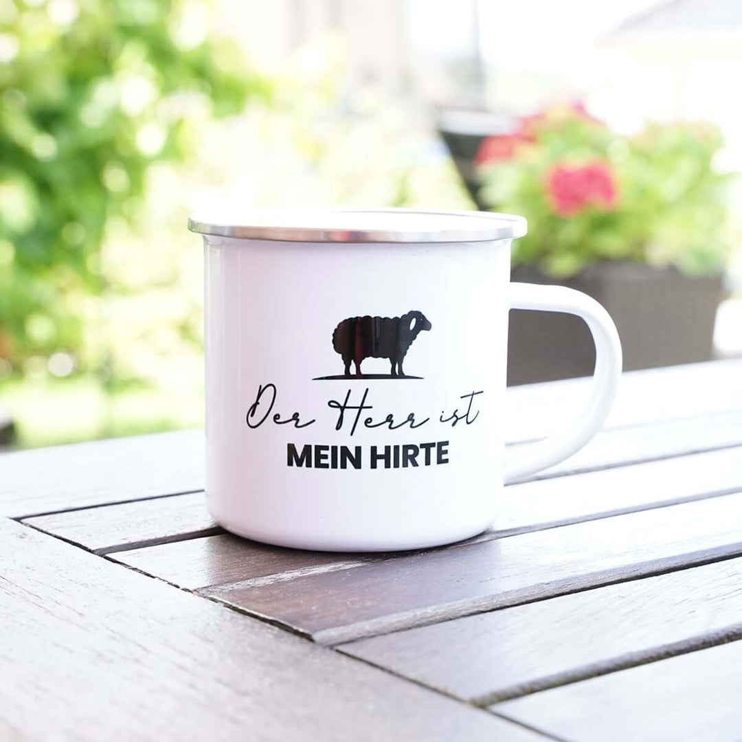 Tasse "Der HERR ist mein Hirte" Bibelvers · Psalm 23 · Emaille – Aus Gnade