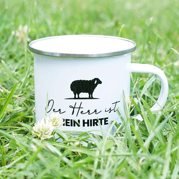 Tasse "Der HERR ist mein Hirte" Bibelvers · Psalm 23 · Emaille – Aus Gnade